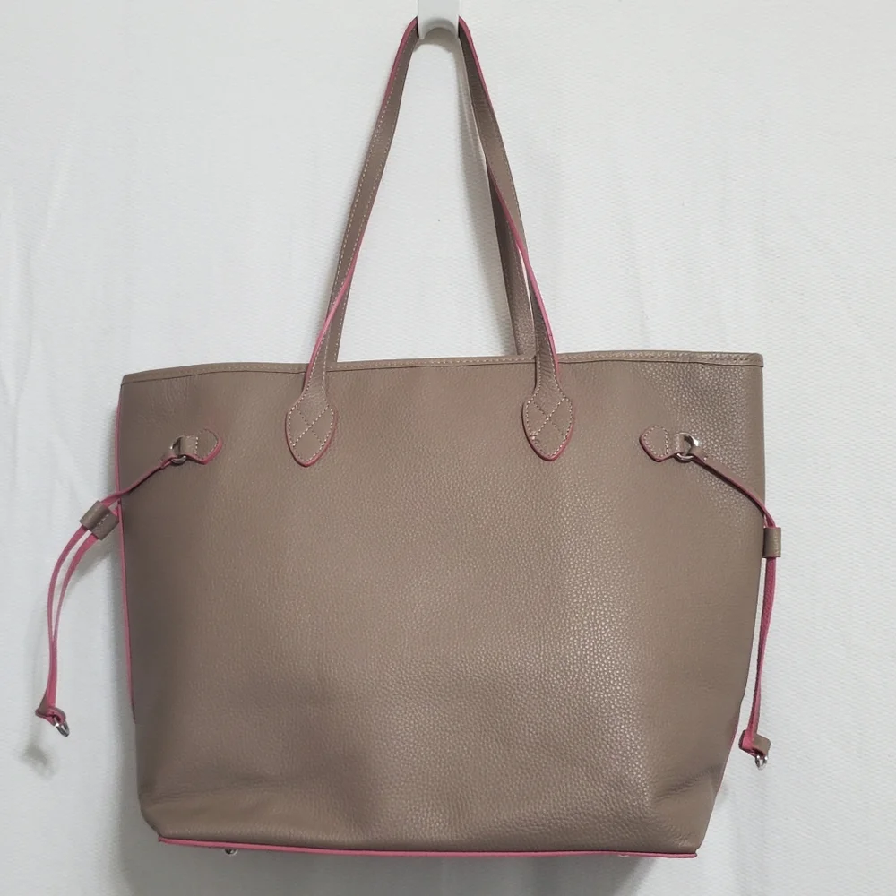 Lodis Bliss Leather Tote Large Shoulder Bag Taupe